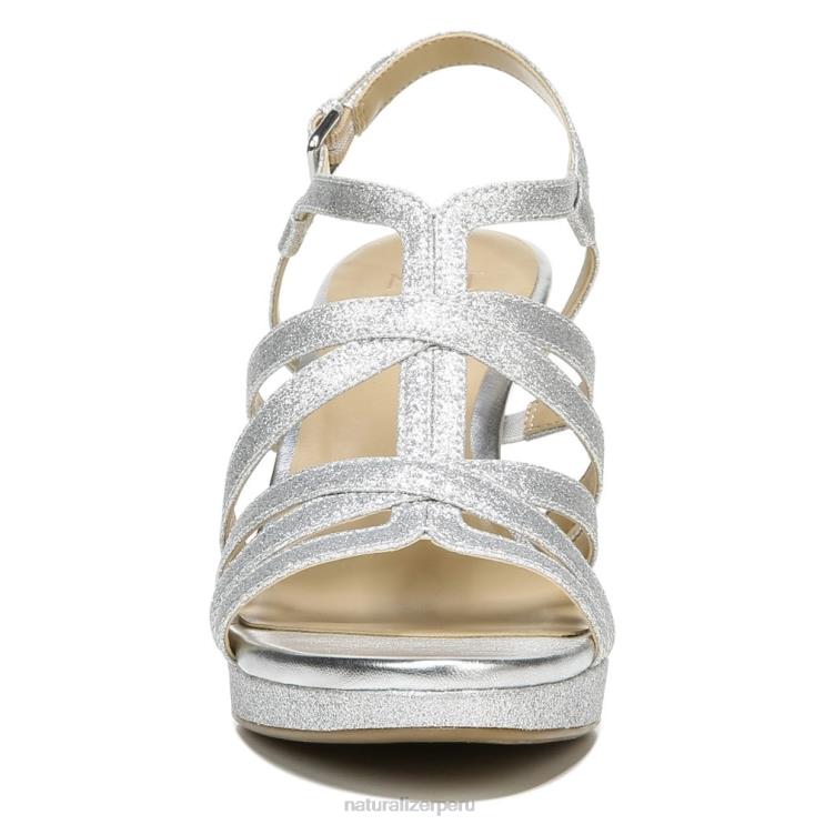 mujer Naturalizer brillo plateado sintético sandalia de vestir baylor RTZ4T580 - Imagen 5