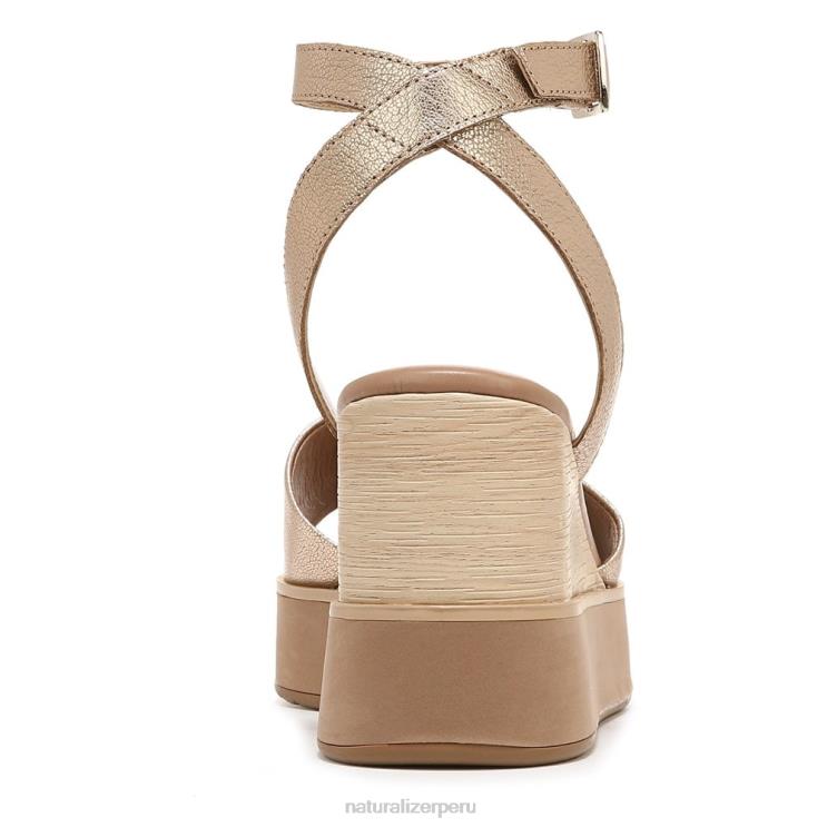 mujer Naturalizer cuero dorado suave sandalia con cuña brynn RTZ4T363 - Imagen 6