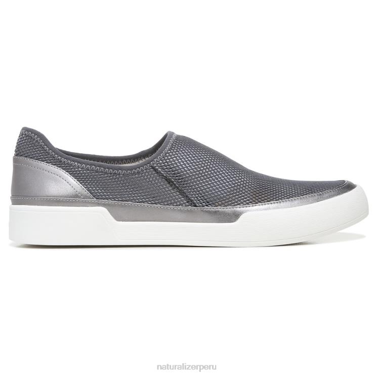 mujer Naturalizer cuero malla plata/peltre zapatillas sin cordones 27 edit valda RTZ4T281 - Imagen 2