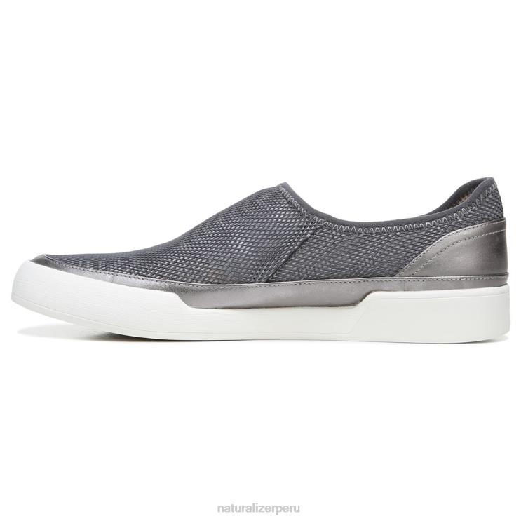 mujer Naturalizer cuero malla plata/peltre zapatillas sin cordones 27 edit valda RTZ4T281 - Imagen 3