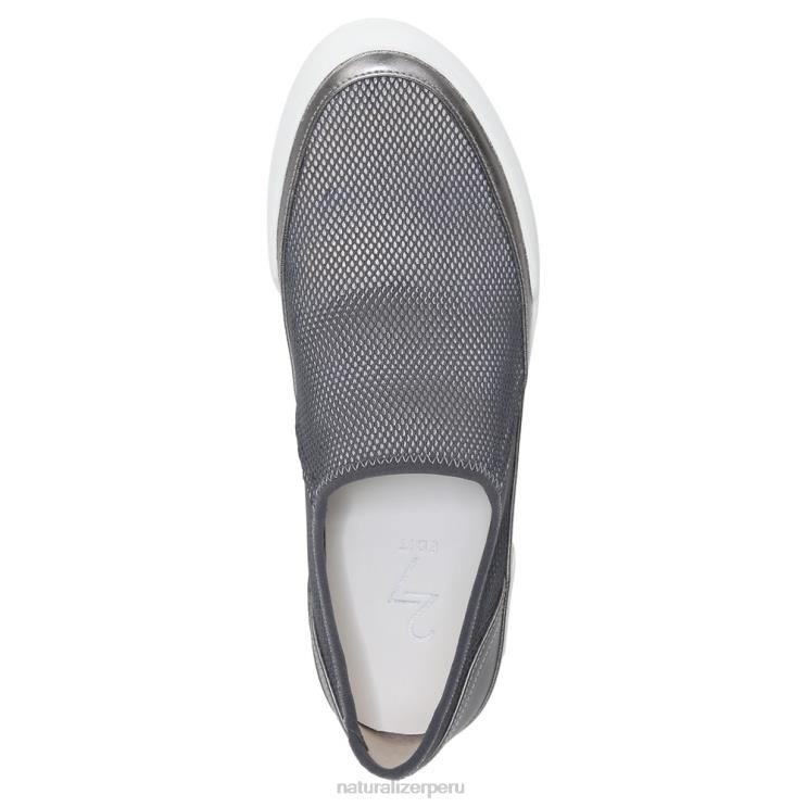 mujer Naturalizer cuero malla plata/peltre zapatillas sin cordones 27 edit valda RTZ4T281 - Imagen 4