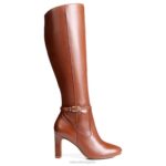 mujer Naturalizer cuero marrón cacao bota henny de pantorrilla ancha hasta la rodilla RTZ4T640