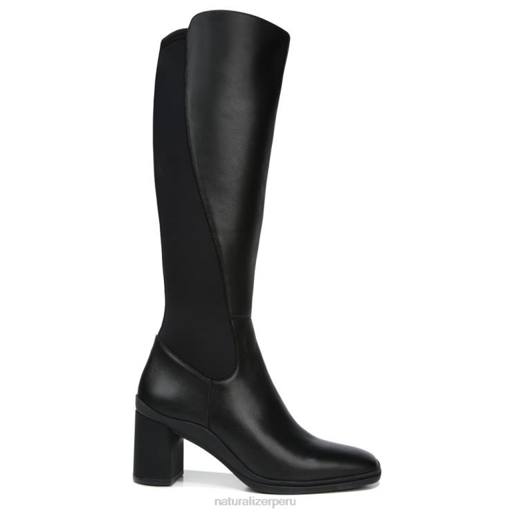 mujer Naturalizer cuero negro/tela bota impermeable hasta la rodilla axel RTZ4T249 - Imagen 2