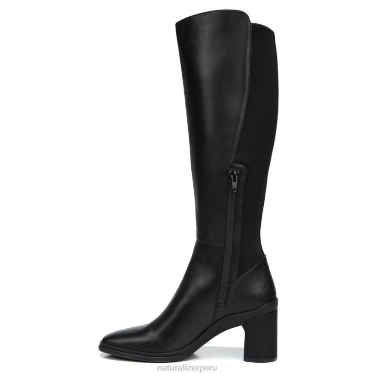 mujer Naturalizer cuero negro/tela bota impermeable hasta la rodilla axel RTZ4T249 - Imagen 3