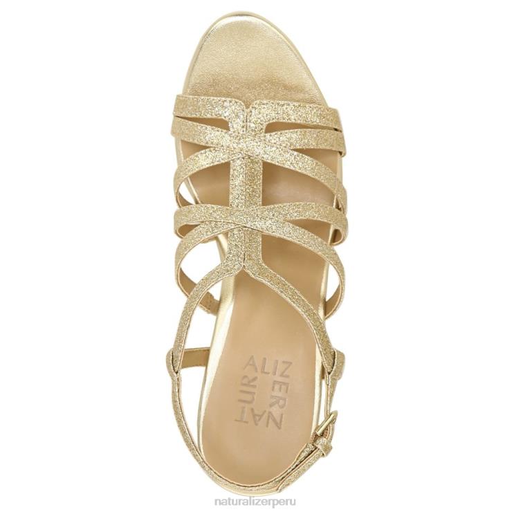 mujer Naturalizer oro brillo sintético sandalia de vestir baylor RTZ4T581 - Imagen 4