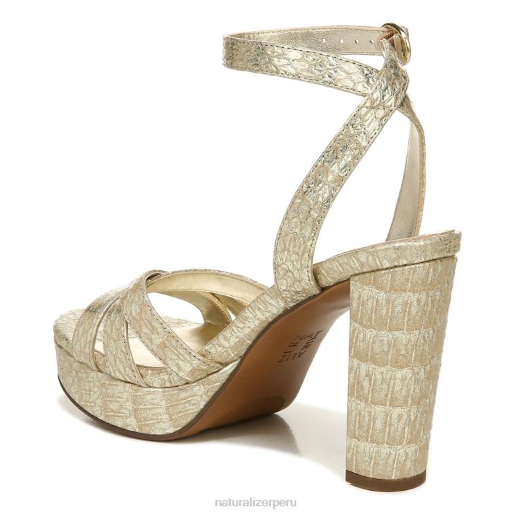 mujer Naturalizer piel de serpiente metalizada dorada sandalia de vestir mallory RTZ4T494 - Imagen 9