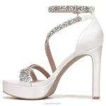 mujer Naturalizer tela blanca seda/piedras sandalia de vestir de amor RTZ4T307 - Imagen 3