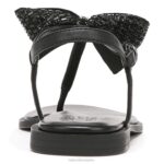mujer Naturalizer tela negra sandalia de vestir florita RTZ4T663 - Imagen 6