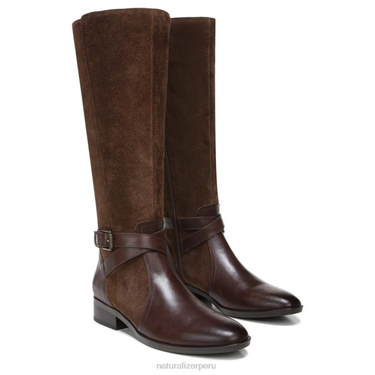 mujer Naturalizer barra de chocolate de cuero bota de montar rena de pantorrilla ancha RTZ4T255