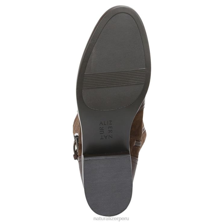 mujer Naturalizer barra de chocolate de cuero bota de montar rena de pantorrilla ancha RTZ4T255
