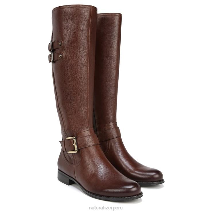 mujer Naturalizer barra de chocolate de cuero botas hasta la rodilla de pantorrilla ancha jessie RTZ4T272