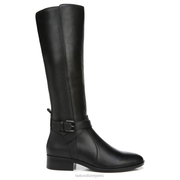 mujer Naturalizer cuero negro bota de montar rena de pantorrilla ancha RTZ4T253