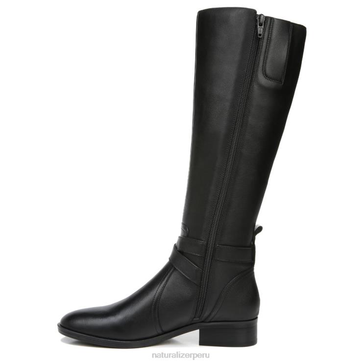 mujer Naturalizer cuero negro bota de montar rena de pantorrilla ancha RTZ4T253