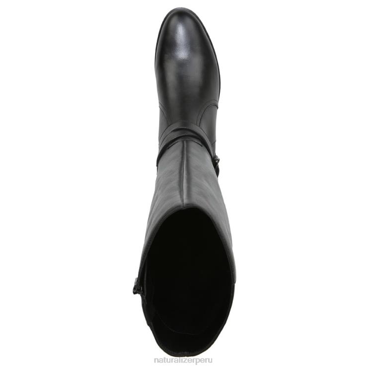 mujer Naturalizer cuero negro bota de montar rena de pantorrilla ancha RTZ4T253