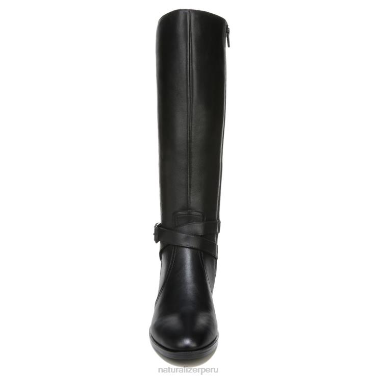 mujer Naturalizer cuero negro bota de montar rena de pantorrilla ancha RTZ4T253