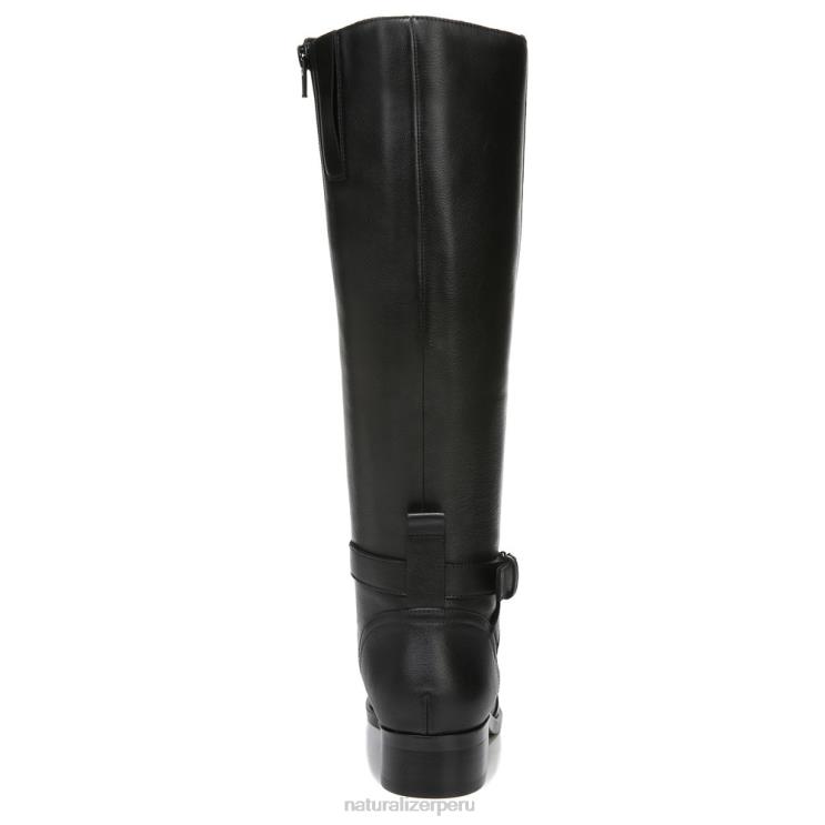 mujer Naturalizer cuero negro bota de montar rena de pantorrilla ancha RTZ4T253