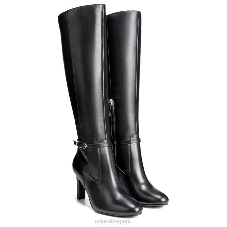 mujer Naturalizer cuero negro bota henny de pantorrilla ancha hasta la rodilla RTZ4T638