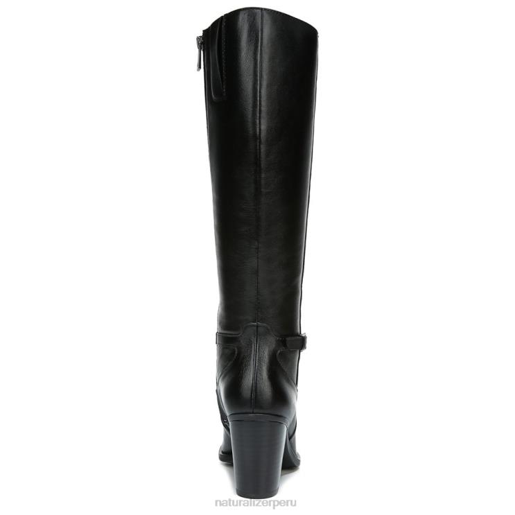 mujer Naturalizer cuero negro bota kalina de pantorrilla ancha hasta la rodilla RTZ4T257