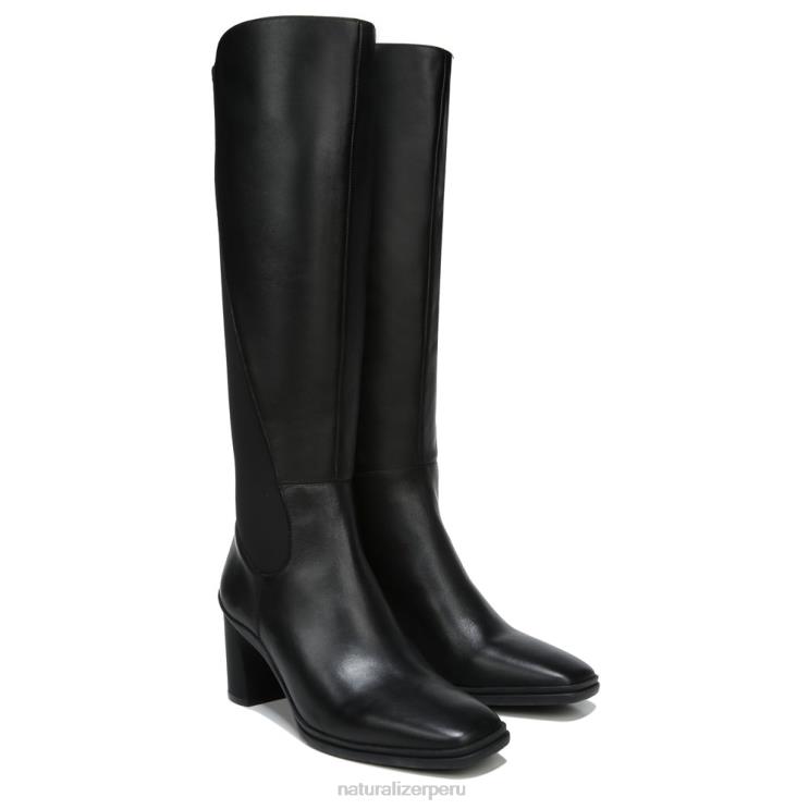 mujer Naturalizer cuero negro/tela bota impermeable hasta la rodilla axel RTZ4T249