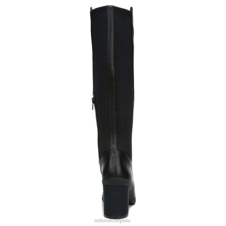 mujer Naturalizer cuero negro/tela bota impermeable hasta la rodilla axel RTZ4T249