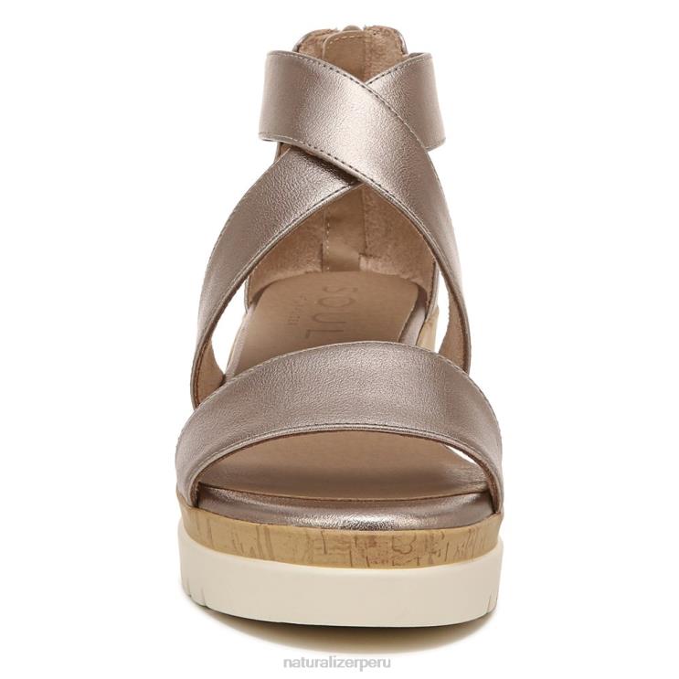 mujer Naturalizer cálido plateado sintético sandalia con cuña soul goodtimes RTZ4T575