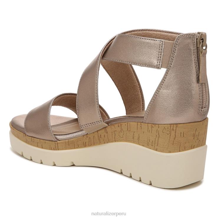 mujer Naturalizer cálido plateado sintético sandalia con cuña soul goodtimes RTZ4T575