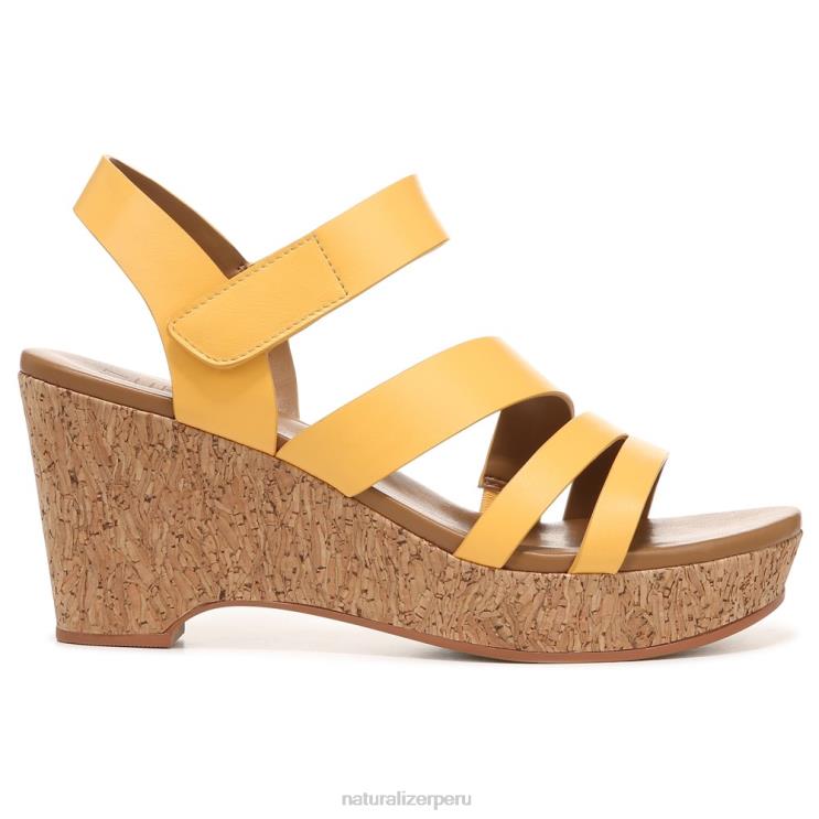 mujer Naturalizer cuero amarillo narciso sandalia con cuña cynthia RTZ4T371