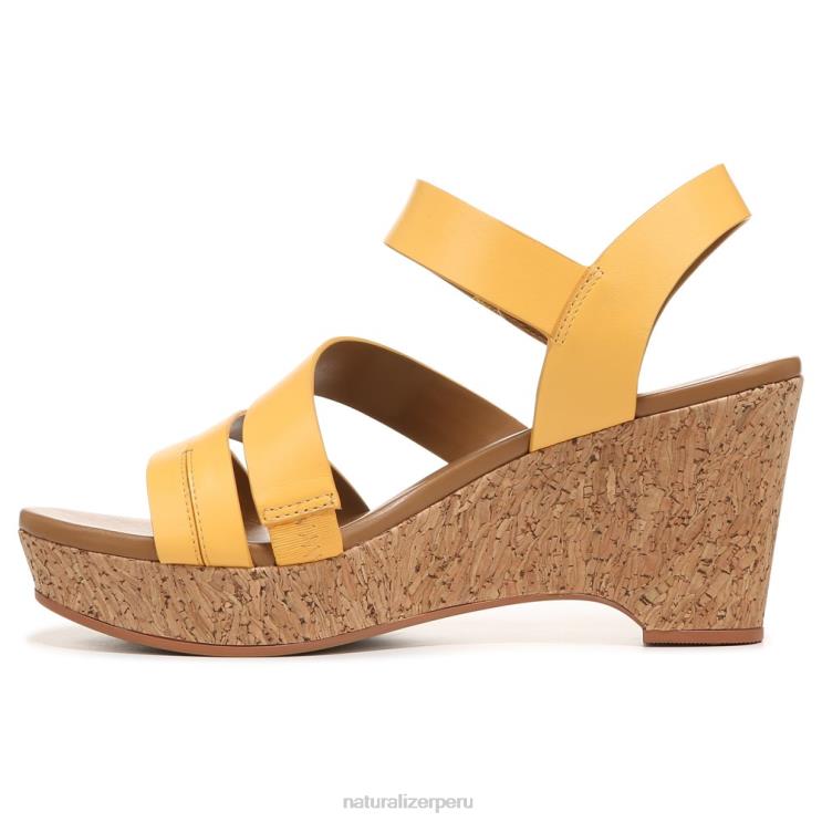 mujer Naturalizer cuero amarillo narciso sandalia con cuña cynthia RTZ4T371