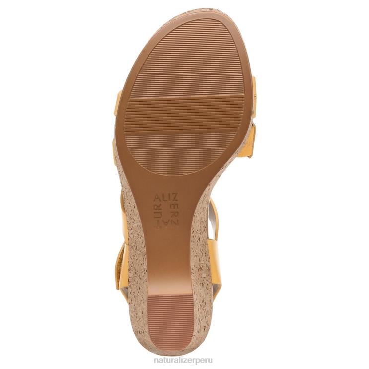 mujer Naturalizer cuero amarillo narciso sandalia con cuña cynthia RTZ4T371