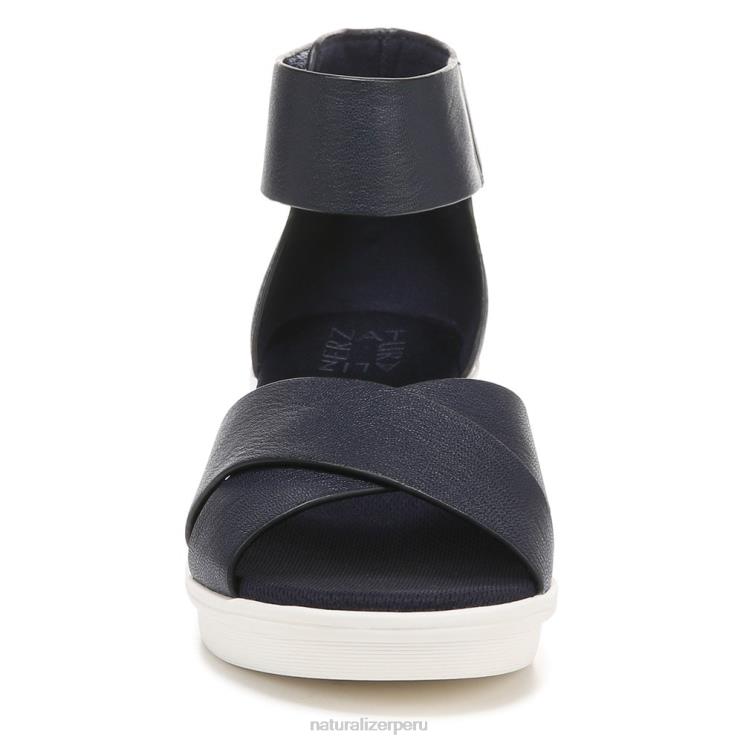 mujer Naturalizer cuero azul marino sandalia con cuña riviera RTZ4T158