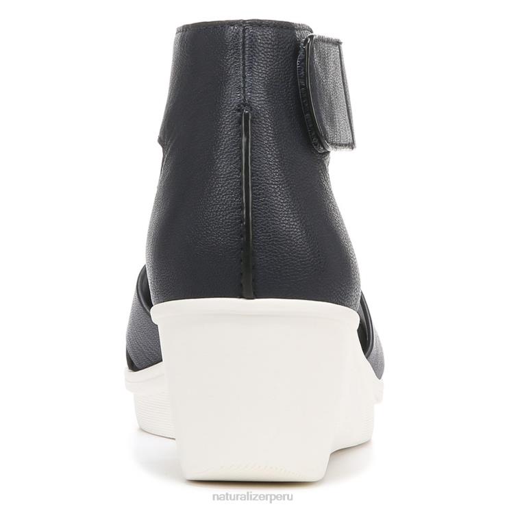 mujer Naturalizer cuero azul marino sandalia con cuña riviera RTZ4T158