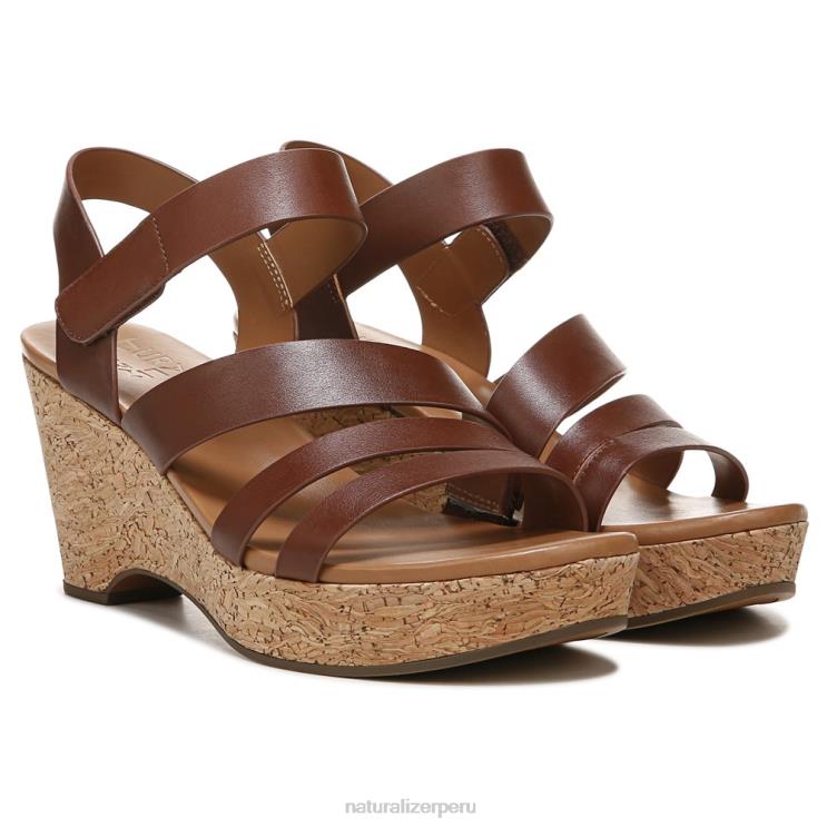 mujer Naturalizer cuero canela sandalia con cuña cynthia RTZ4T369
