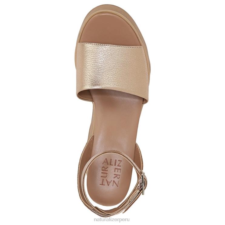 mujer Naturalizer cuero dorado suave sandalia con cuña brynn RTZ4T363