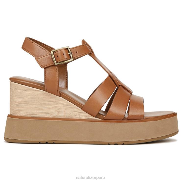 mujer Naturalizer cuero marrón té inglés sandalia con cuña Barrett RTZ4T361