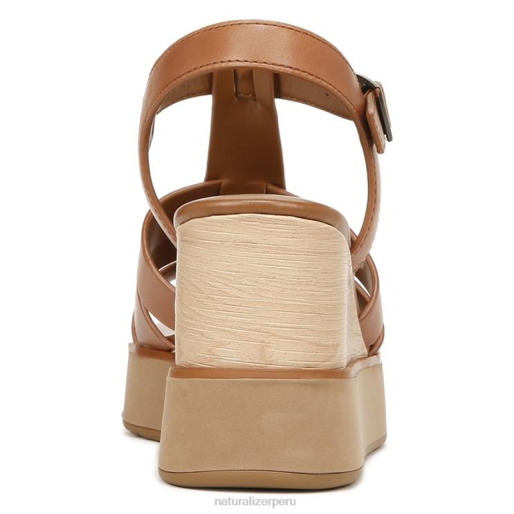 mujer Naturalizer cuero marrón té inglés sandalia con cuña Barrett RTZ4T361