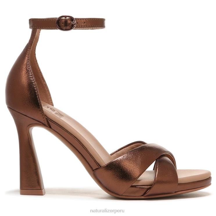 mujer Naturalizer cuero metalizado cobre oscuro sandalia de vestir lizbeth RTZ4T222