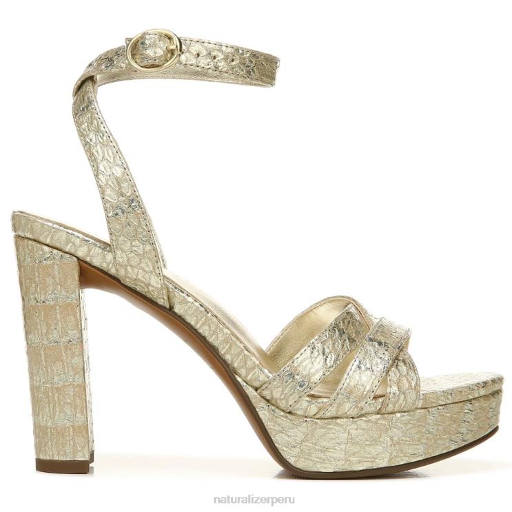 mujer Naturalizer piel de serpiente metalizada dorada sandalia de vestir mallory RTZ4T494