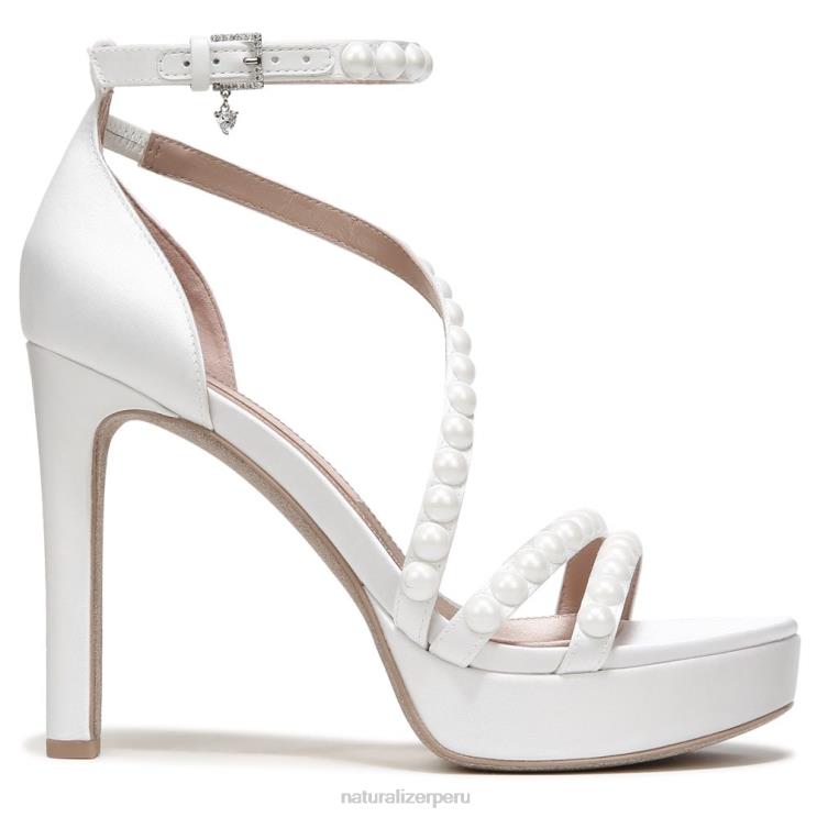 mujer Naturalizer tela blanca seda/perlas sandalia de vestir de amor RTZ4T309
