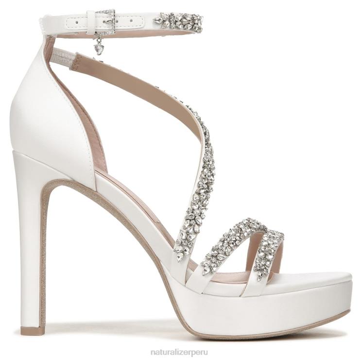 mujer Naturalizer tela blanca seda/piedras sandalia de vestir de amor RTZ4T307