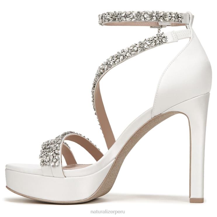 mujer Naturalizer tela blanca seda/piedras sandalia de vestir de amor RTZ4T307