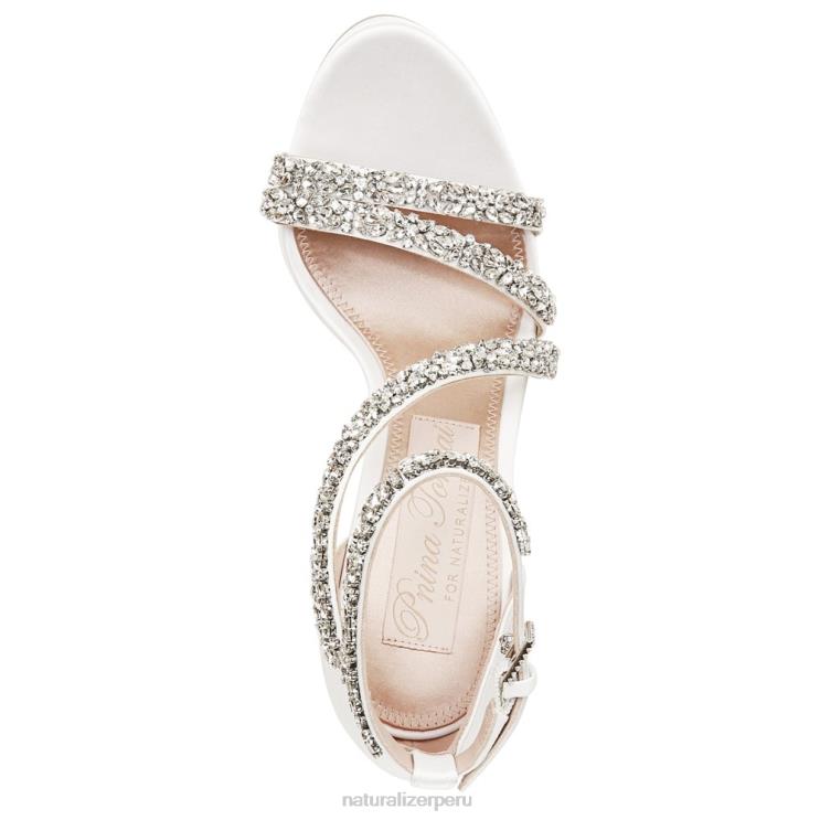 mujer Naturalizer tela blanca seda/piedras sandalia de vestir de amor RTZ4T307