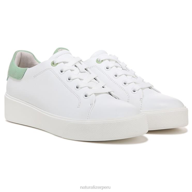 mujer Naturalizer cuero blanco/verde menta tenis morrison 2.0 con cordones RTZ4T92