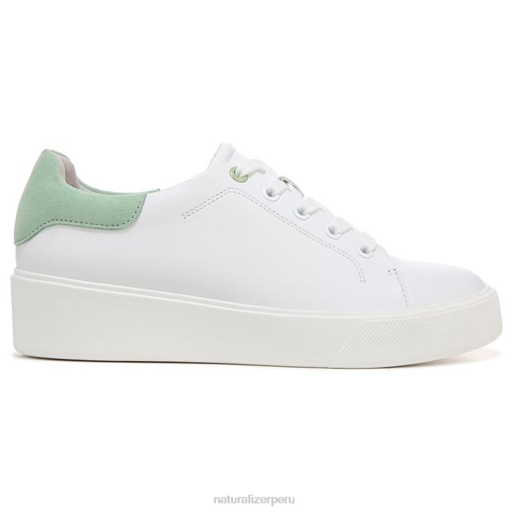 mujer Naturalizer cuero blanco/verde menta tenis morrison 2.0 con cordones RTZ4T92