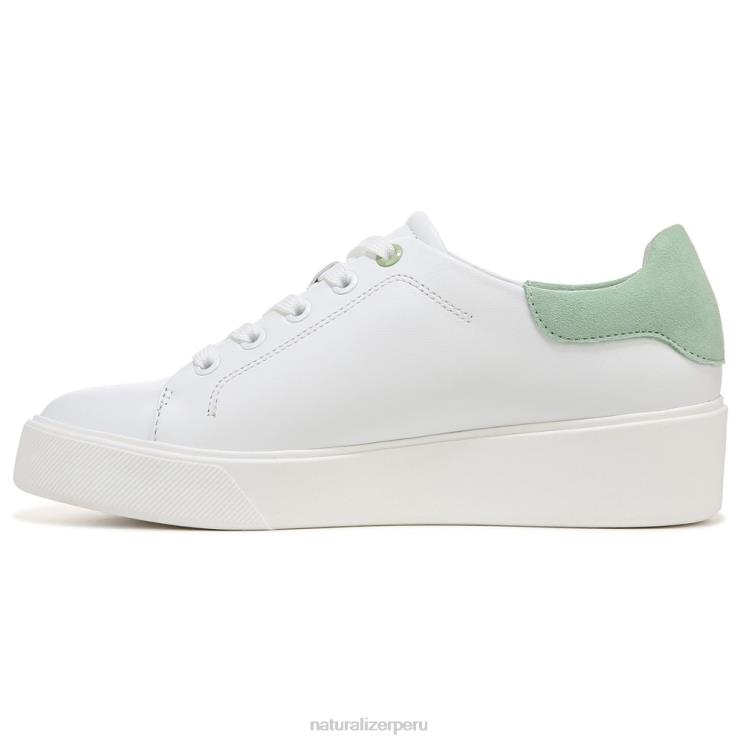 mujer Naturalizer cuero blanco/verde menta tenis morrison 2.0 con cordones RTZ4T92