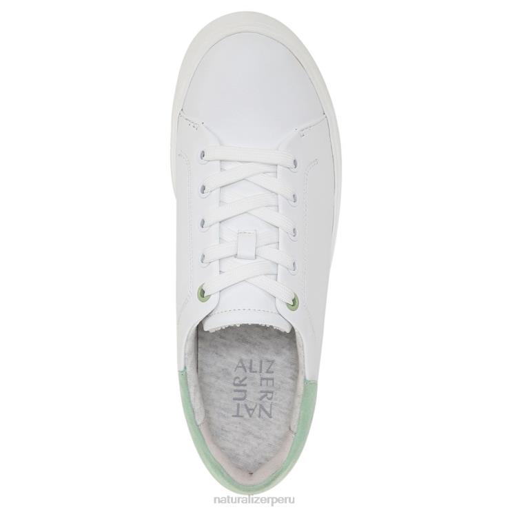 mujer Naturalizer cuero blanco/verde menta tenis morrison 2.0 con cordones RTZ4T92