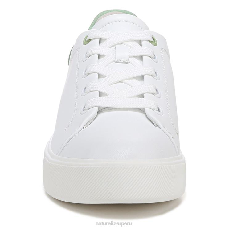 mujer Naturalizer cuero blanco/verde menta tenis morrison 2.0 con cordones RTZ4T92