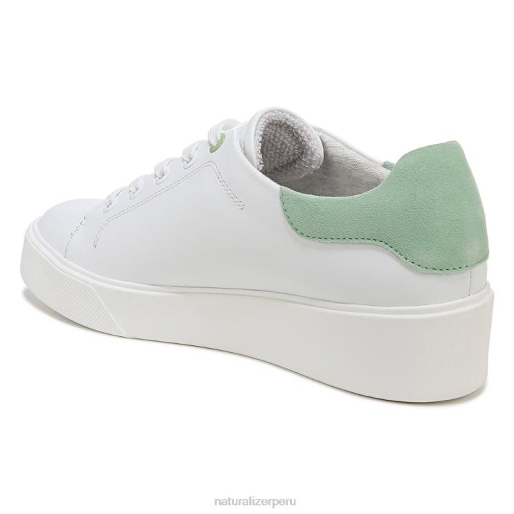 mujer Naturalizer cuero blanco/verde menta tenis morrison 2.0 con cordones RTZ4T92