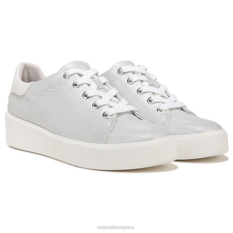 mujer Naturalizer cuero plateado tenis morrison 2.0 con cordones RTZ4T93