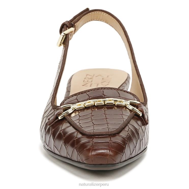 mujer Naturalizer cuero marron bruno zapatos planos lindsey con tira trasera RTZ4T58