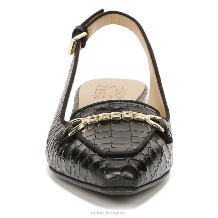 mujer Naturalizer cuero negro zapatos planos lindsey con tira trasera RTZ4T57